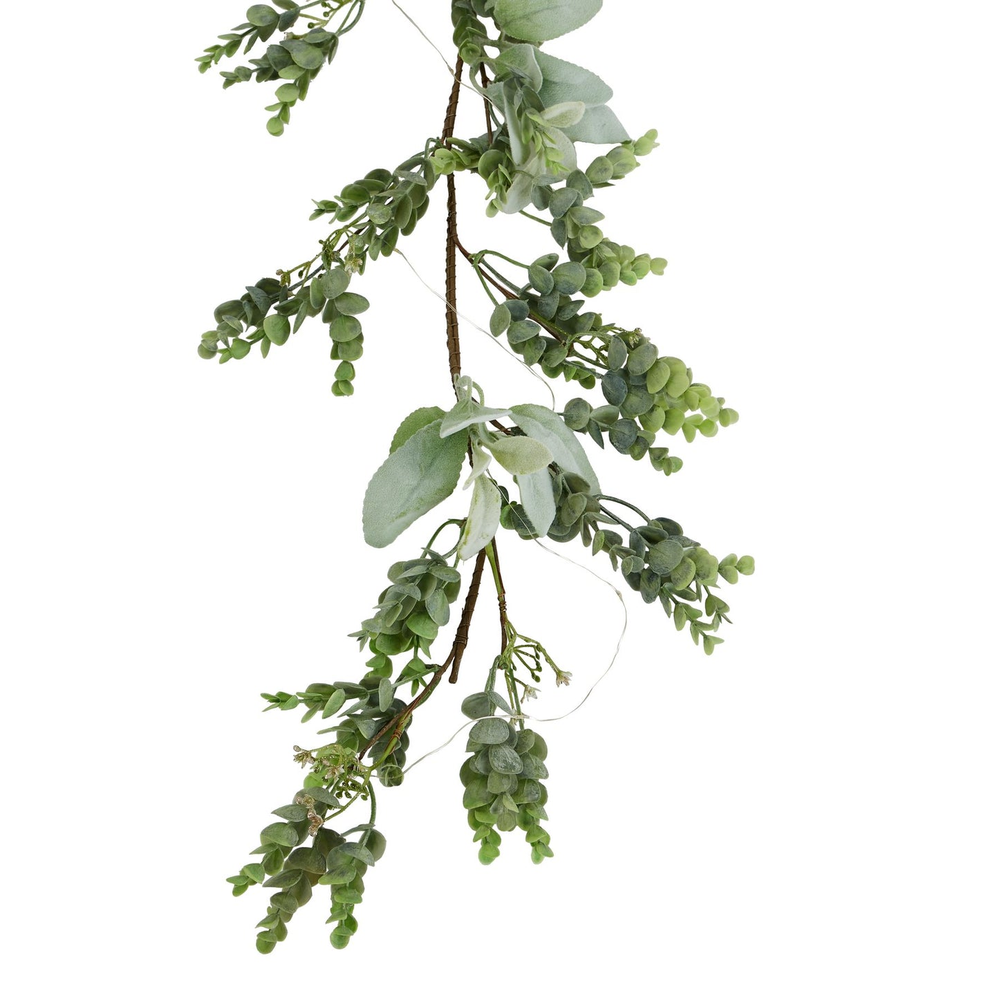 LED Winter Garland With Eucalyptus And Lambs Ear