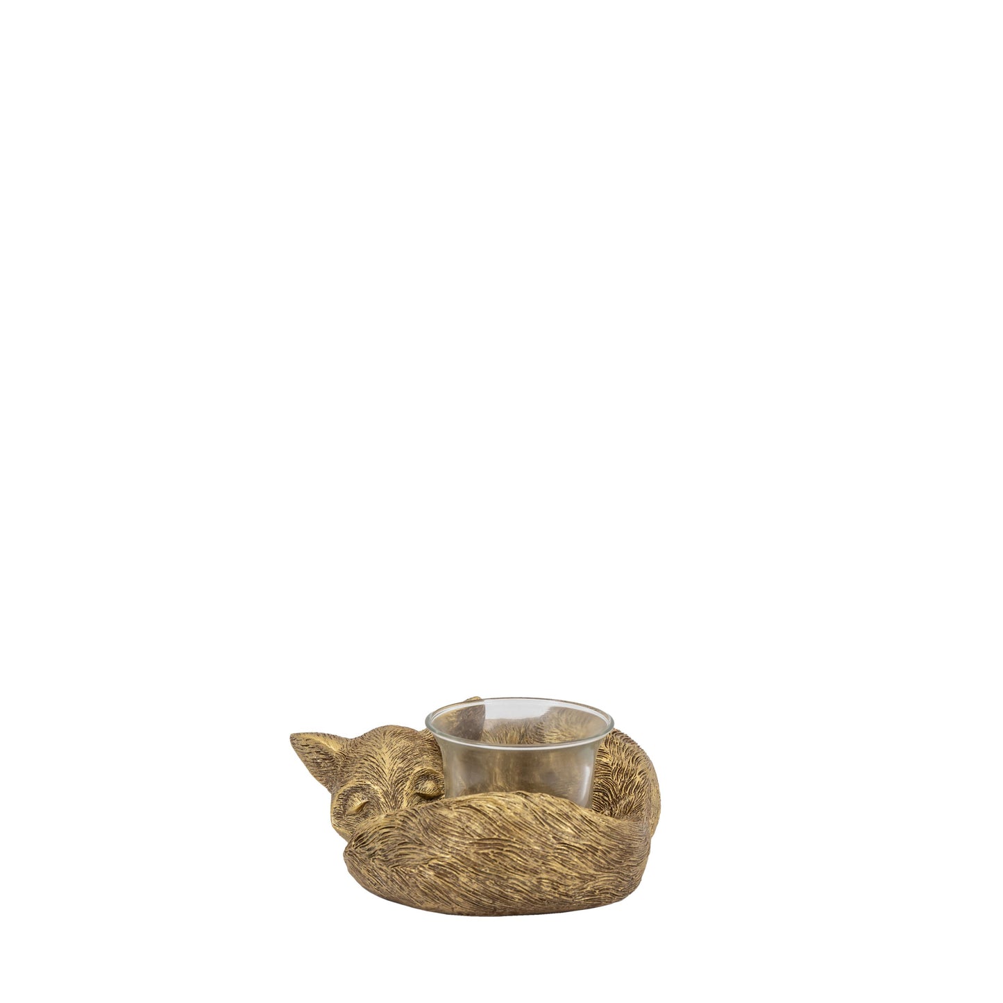 Sleeping Fox Tealight Holder in Gold