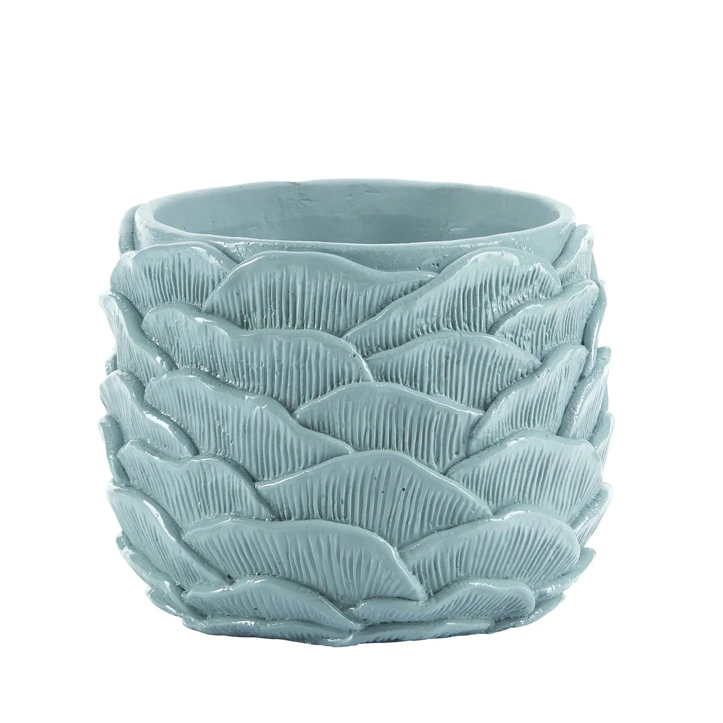 Teal Leaves Flowerpot - Large
