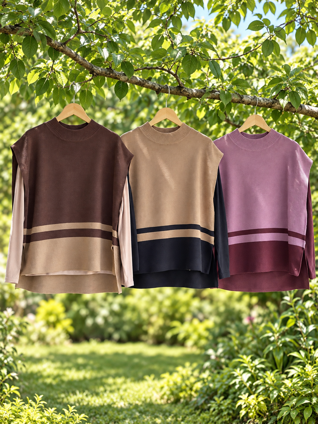 Colour Block Sleeveless Jumper
