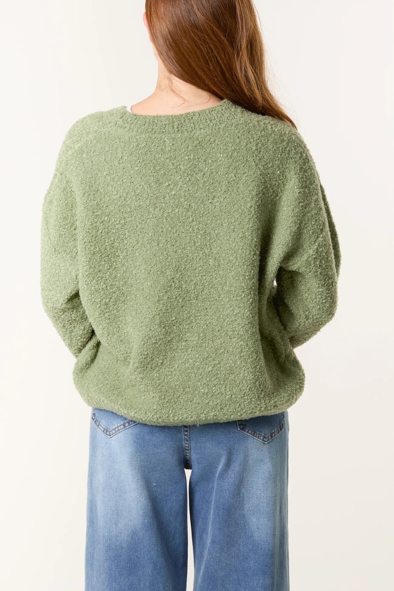 V-Neck Floral Knitted Cardigans - Matcha