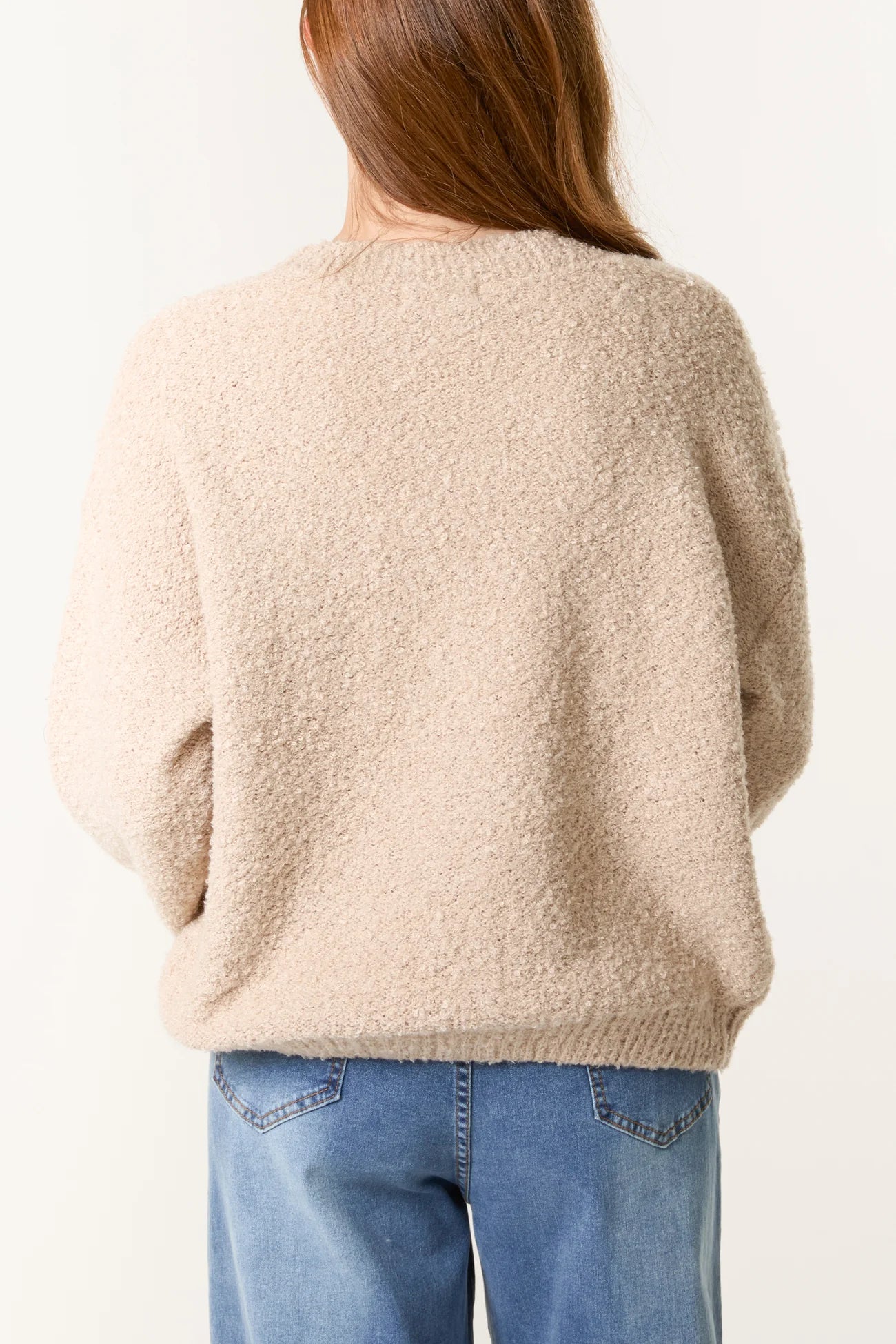 V-Neck Floral Knitted Cardigans - Beige