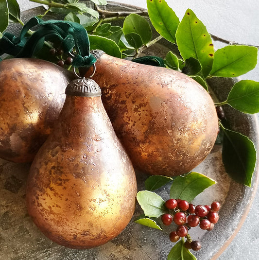 Antique Russet Glass Pear Decoration