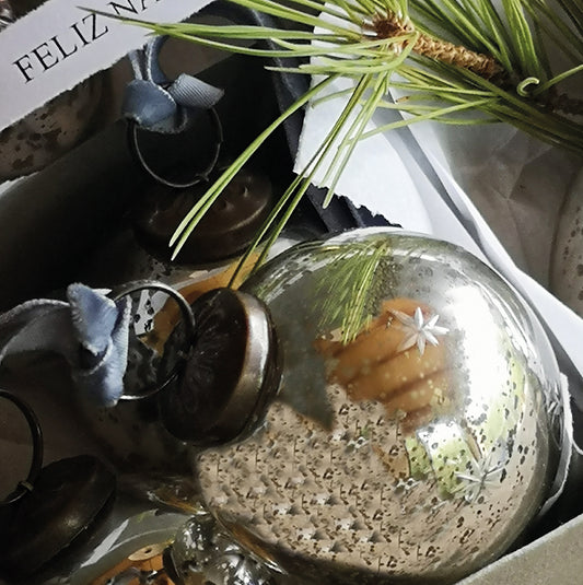 Antique Silver Etched Glass Bauble