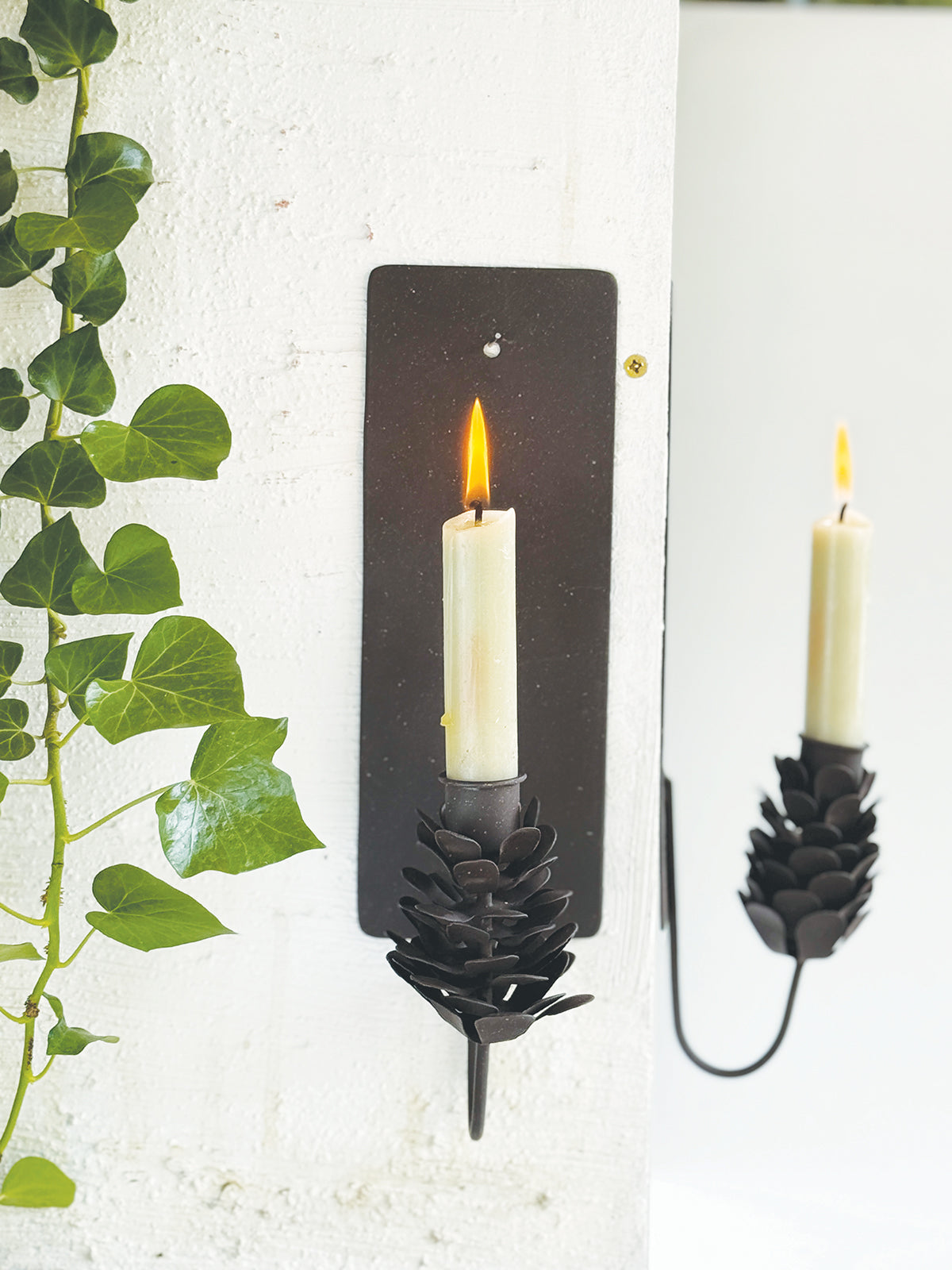 Rust Metal Fir Cone Wall Sconce