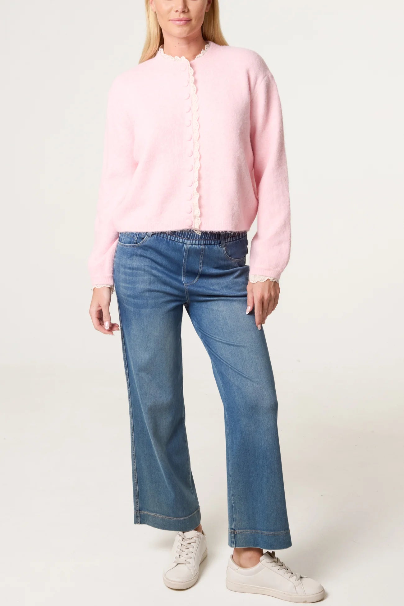 Broderie Anglaise Trimmed Cardigan