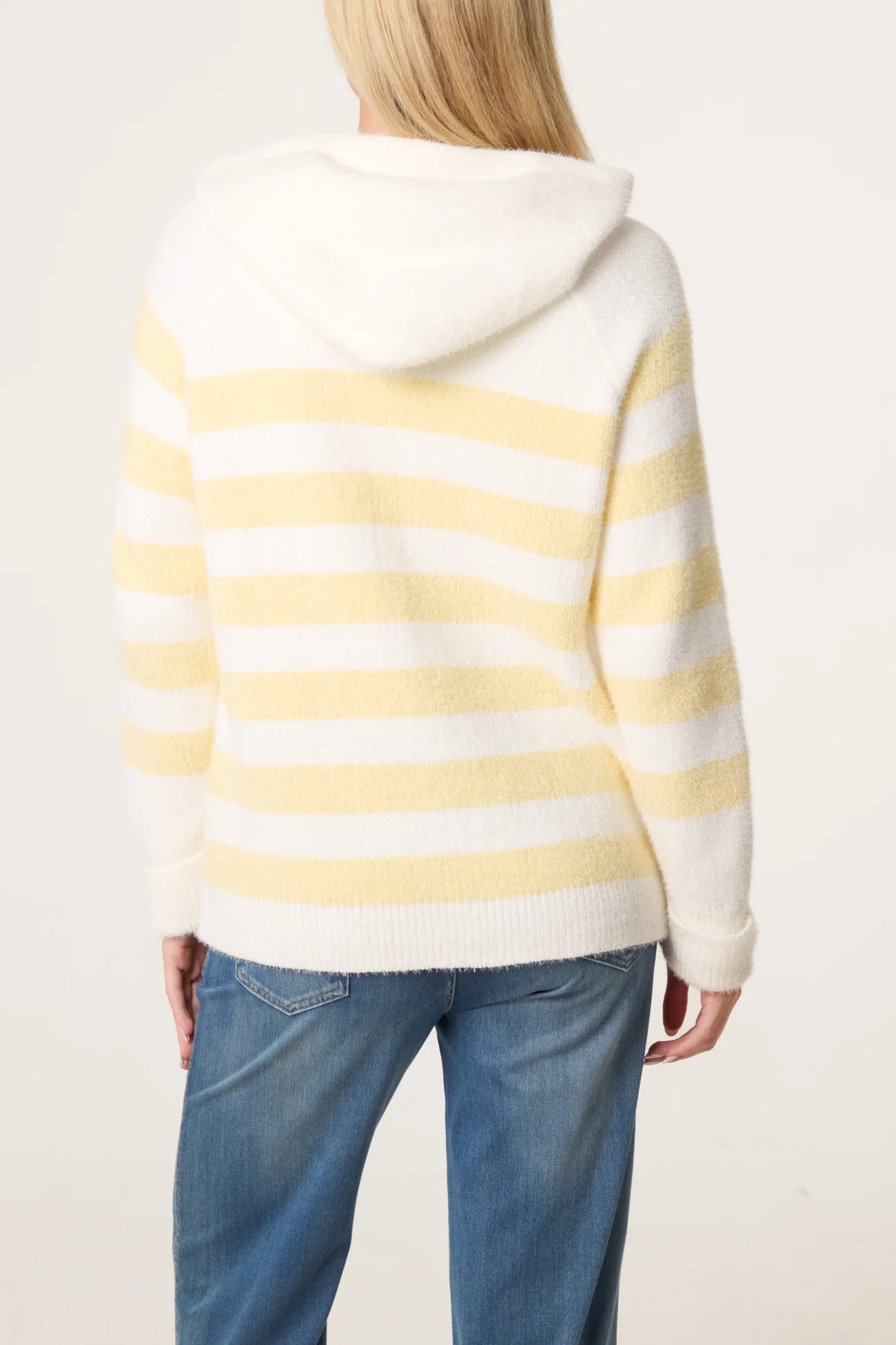 Zip Through Cosy Striped Hoodie