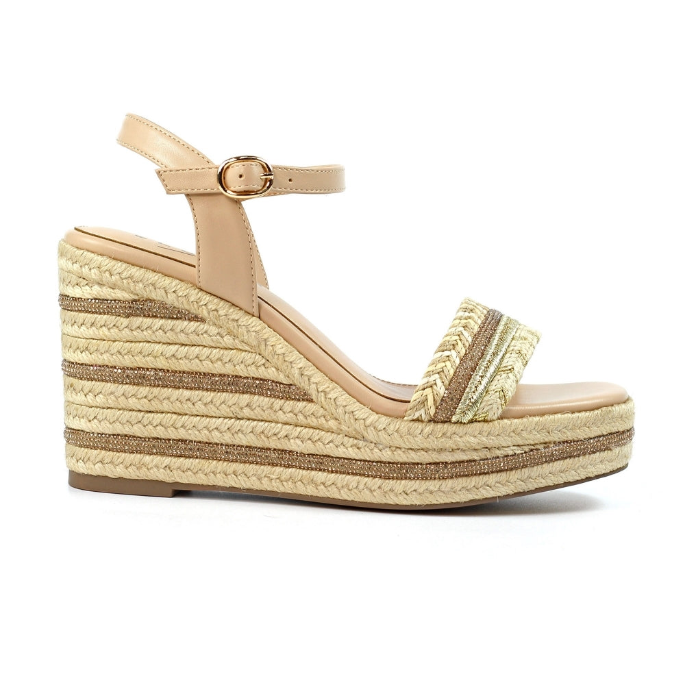 Amanda Beige Wedge Sandal
