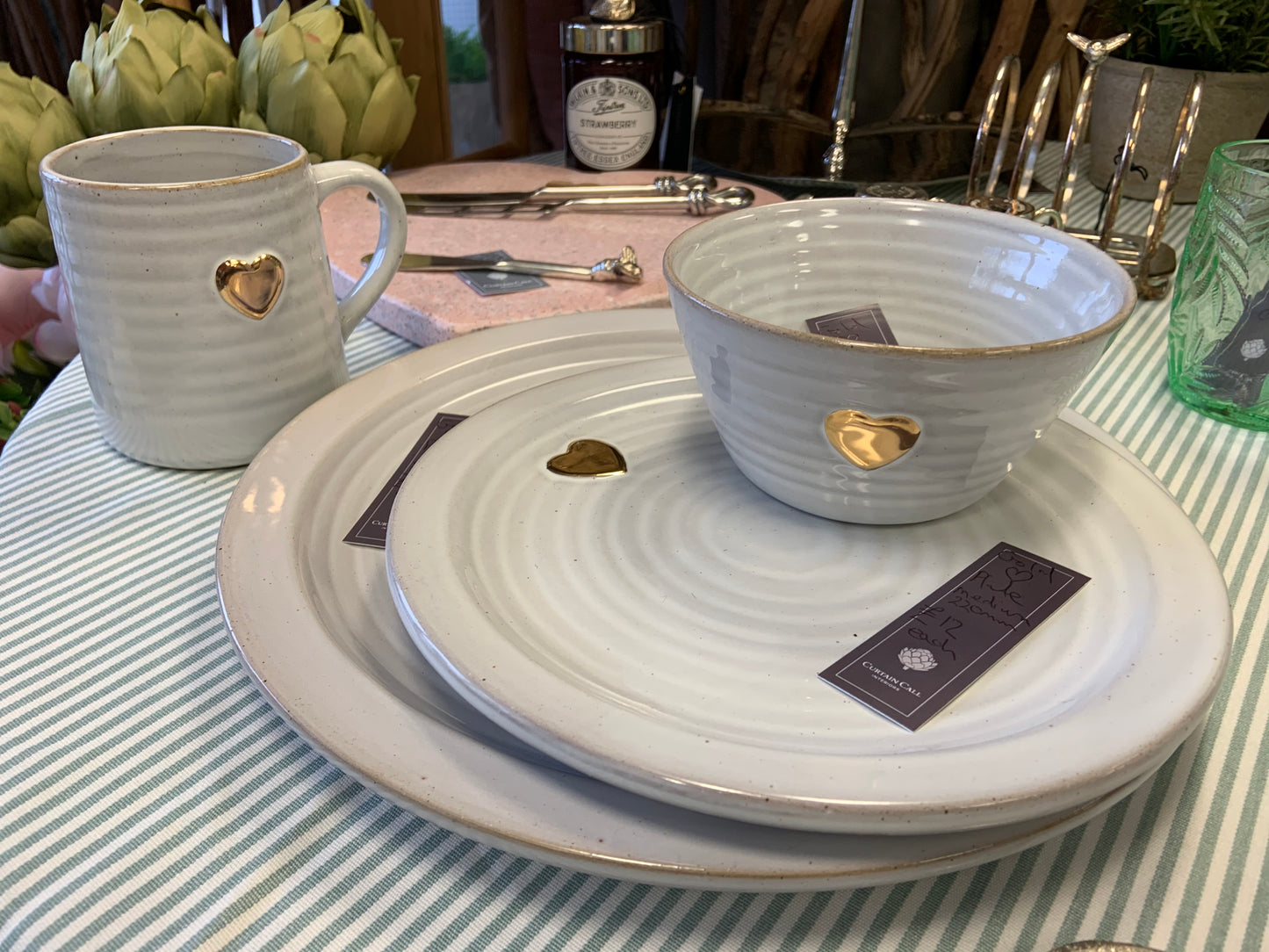 Gold Heart Cream Porcelain Side Plate