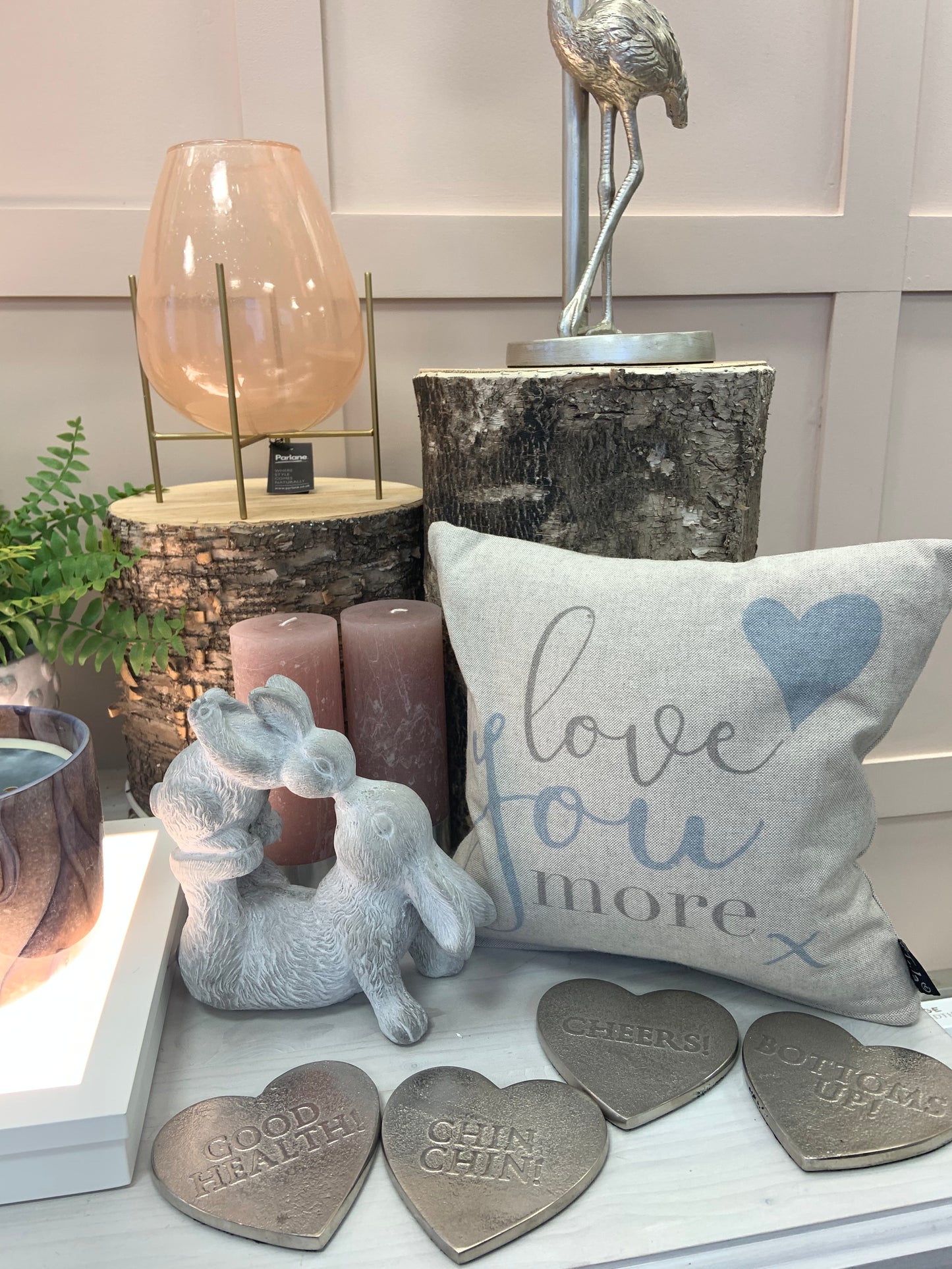 Pink Bubble Glass Lucy Vase on Stand