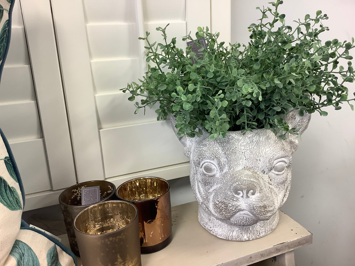 Faux Button Leaf Bush Stem