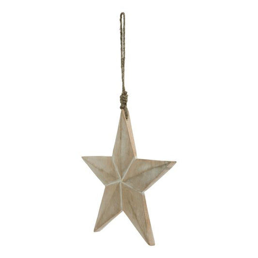 White Washed Wooden Hanging Star Decoration