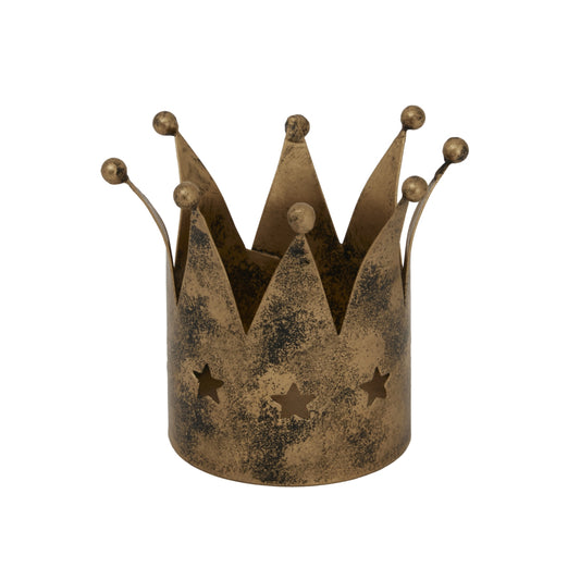Antique Gold Crown Medium Tealight Holder