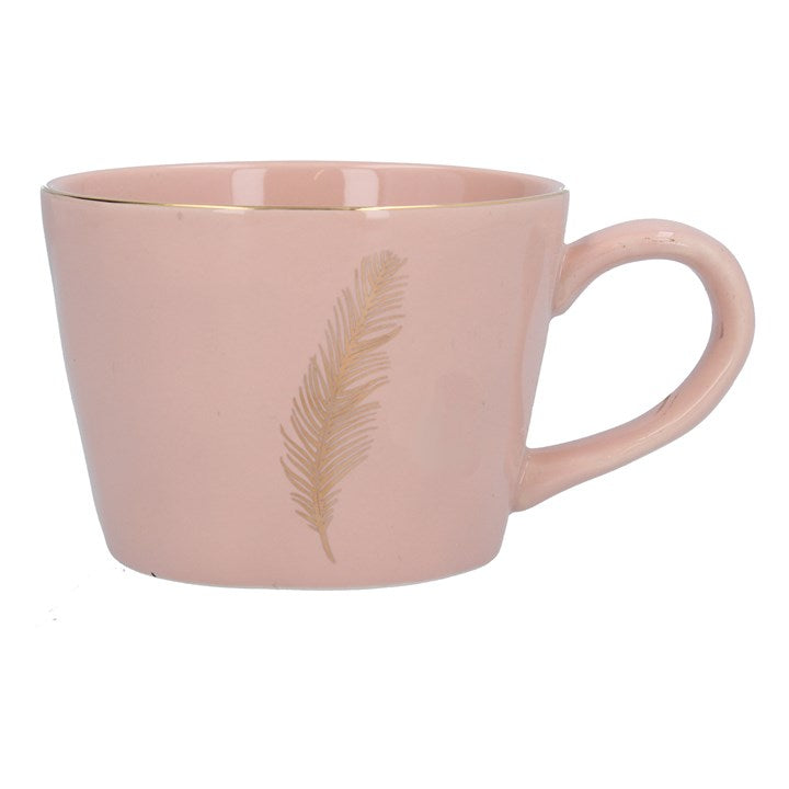 Artisan Feather Mug - Blush Pink