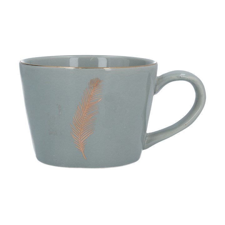 Artisan Feather Mug - Sage Green