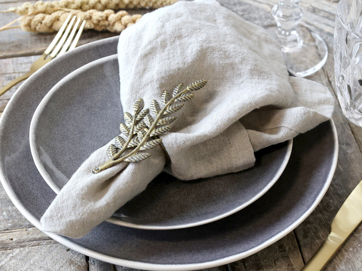 Antique Brass Leaf Napkin Ring