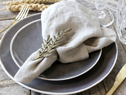 Antique Brass Leaf Napkin Ring