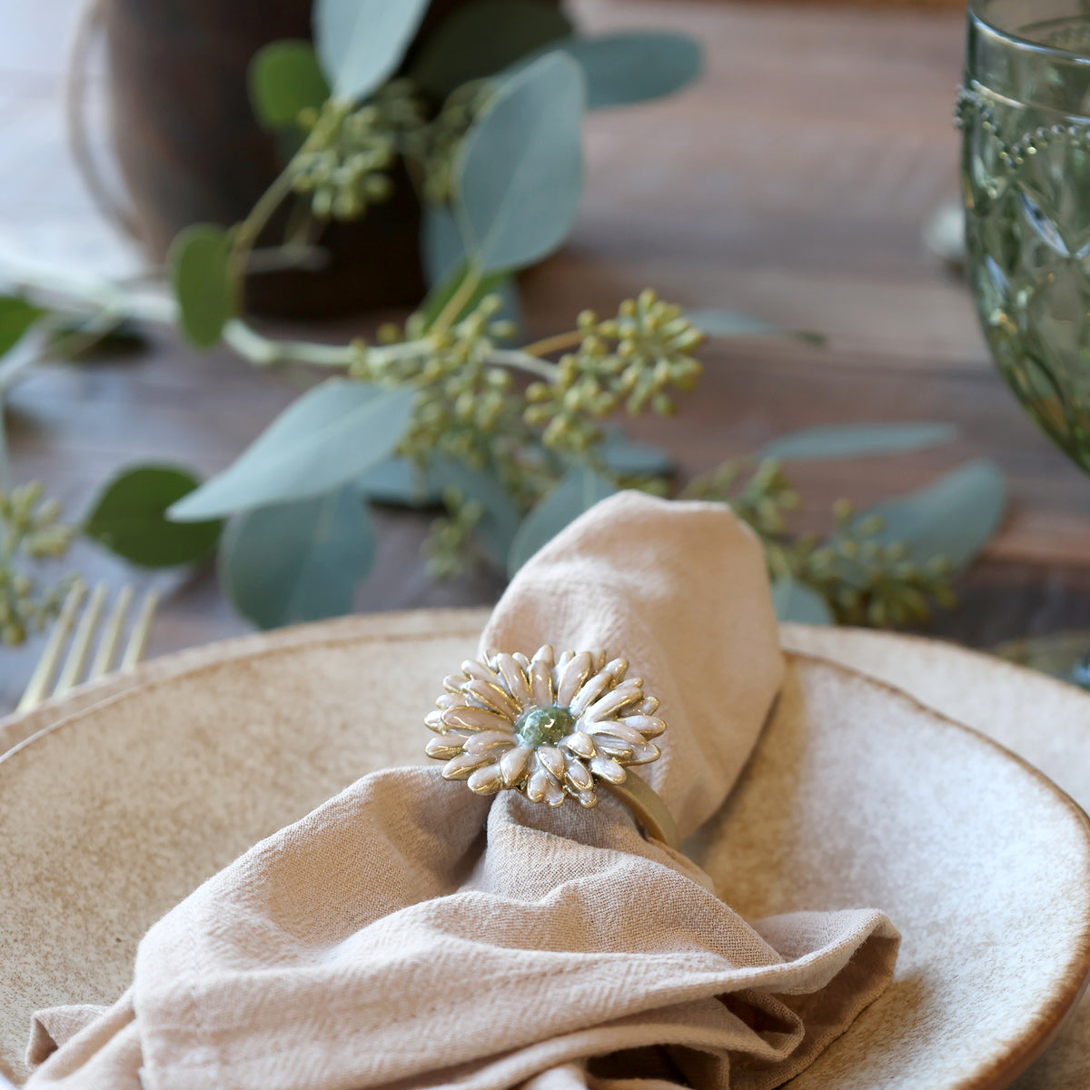 Cream Floral Napkin Ring