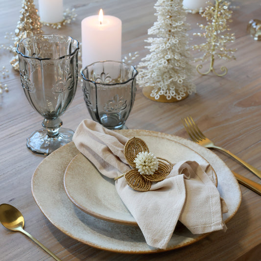 Beaded Pearl Floral Napkin Ring