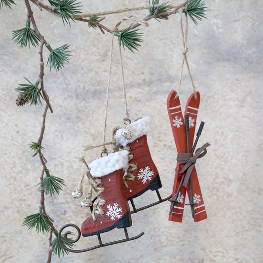 Antique Ice Skates & Skis (Set of 2)