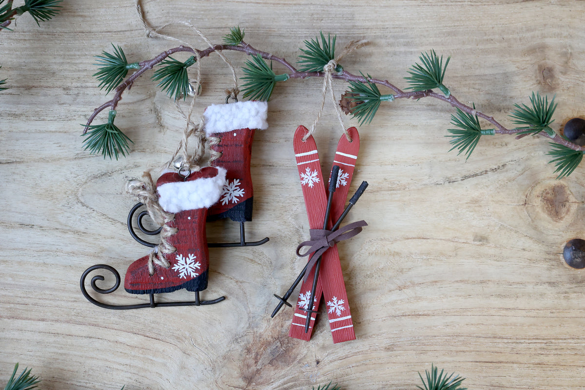 Antique Ice Skates & Skis (Set of 2)