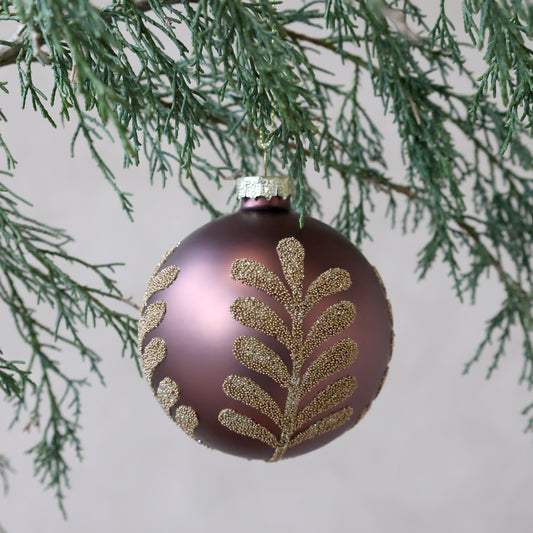 Mocha & Gold Leaf Christmas Bauble