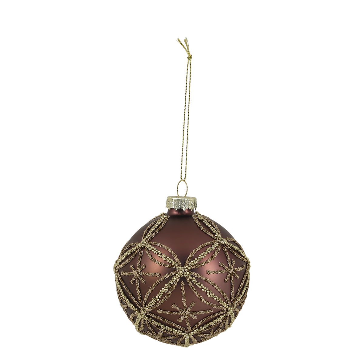 Mocha & Gold Trellis Christmas Bauble