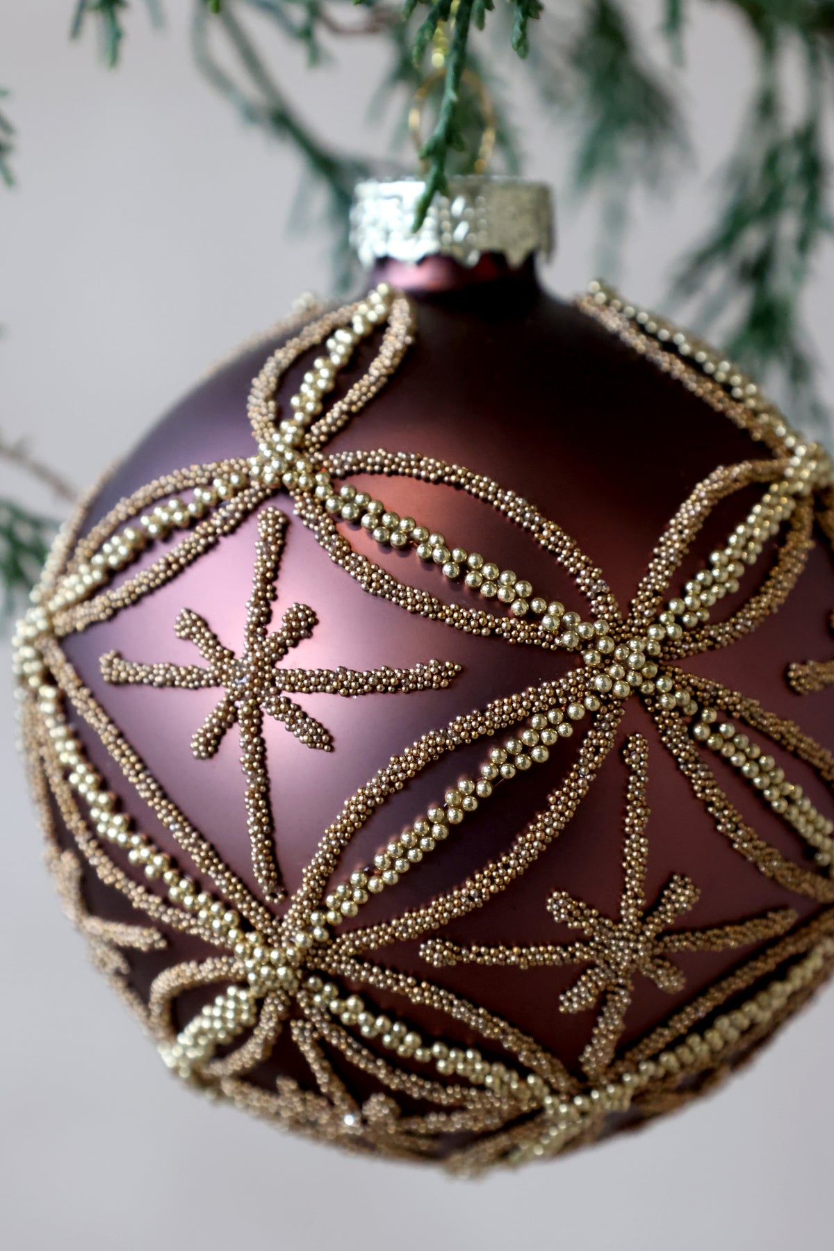 Mocha & Gold Trellis Christmas Bauble