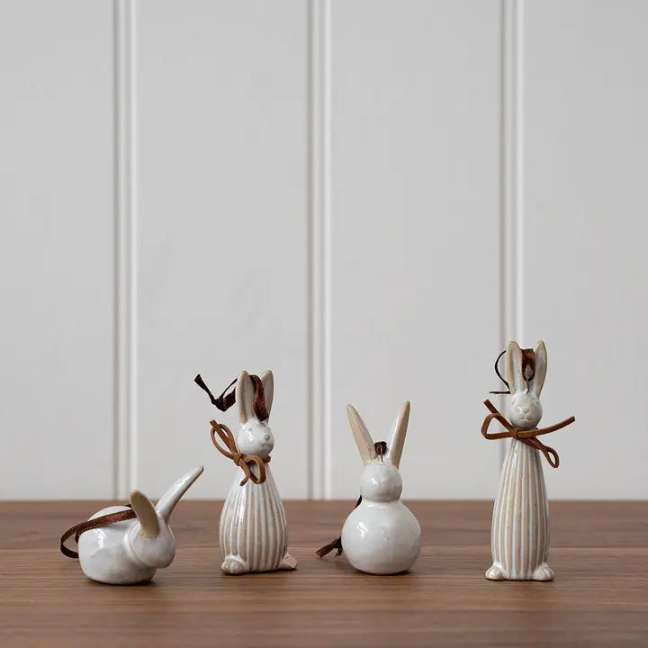 Hanging Sitting Ceramic Bunny