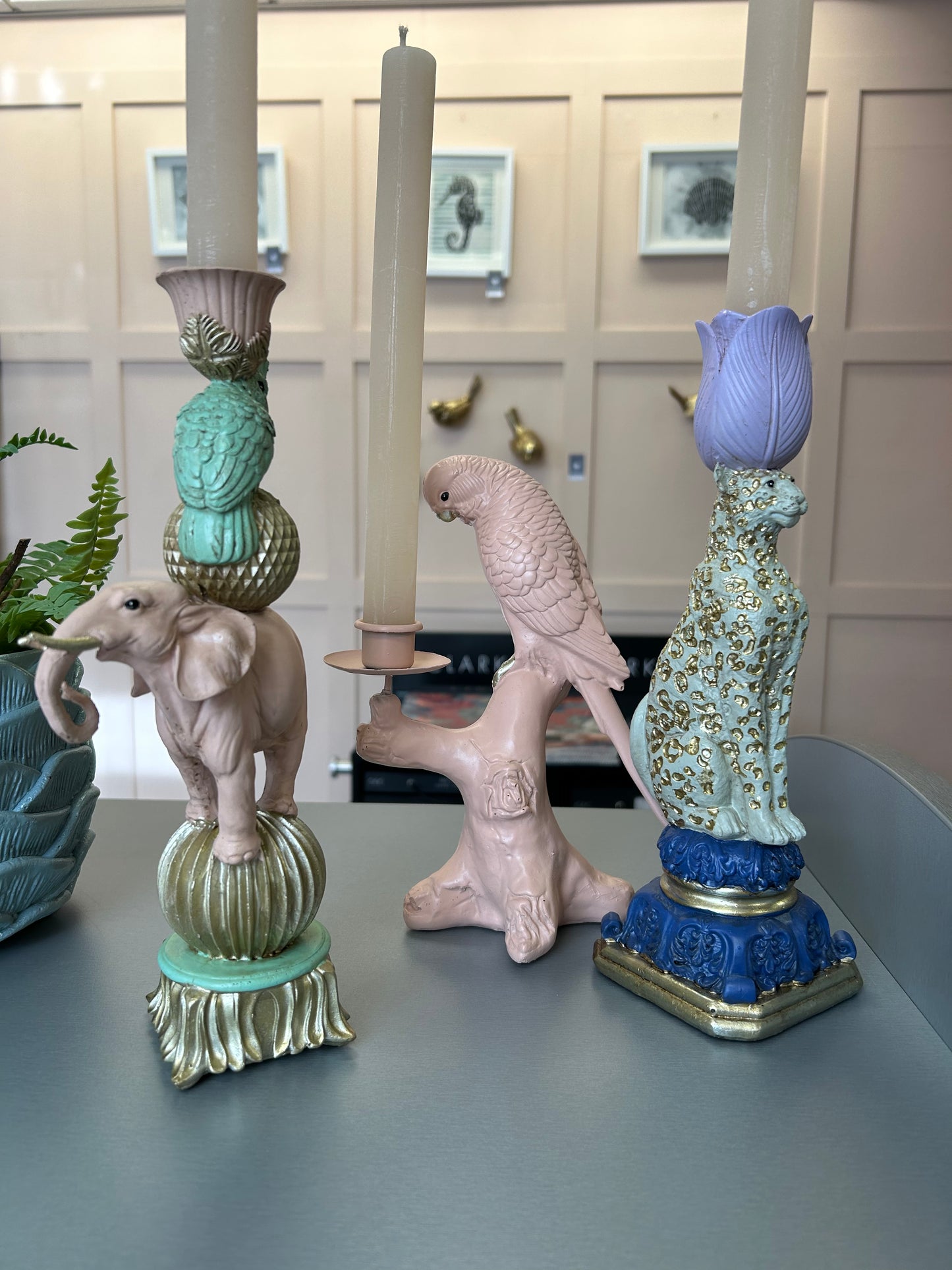 Pink Parrot Candle Holder