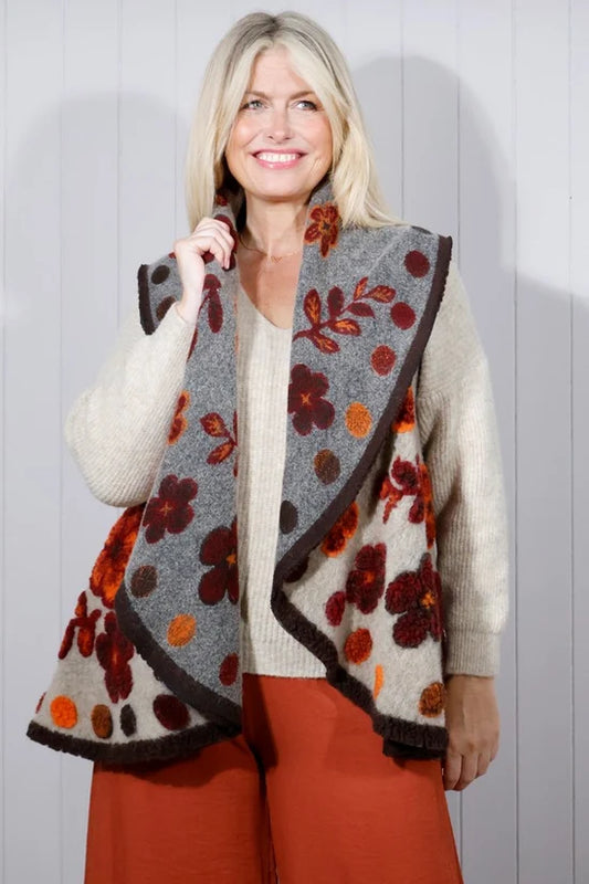 Floral Embossed Wrap Around Gilet