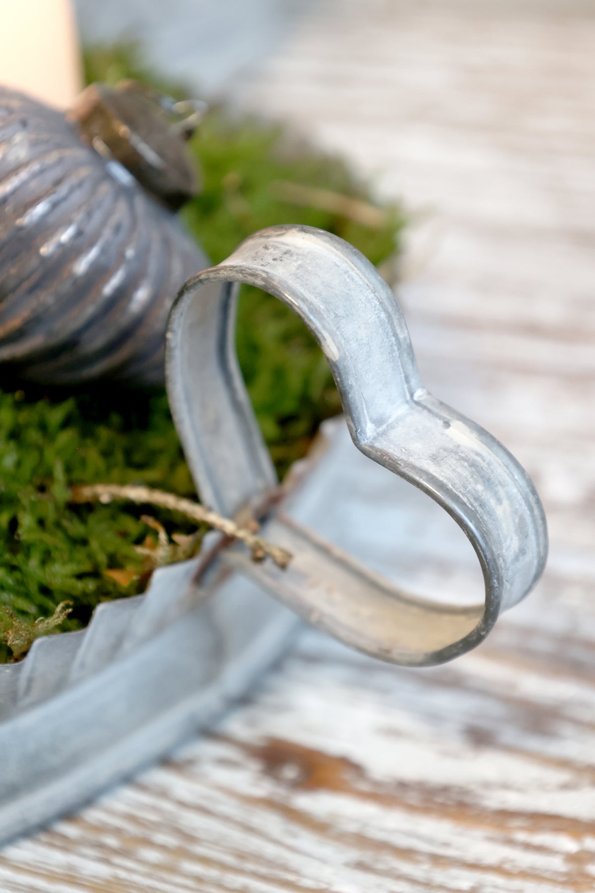 Antique Zinc Heart Handle Tray