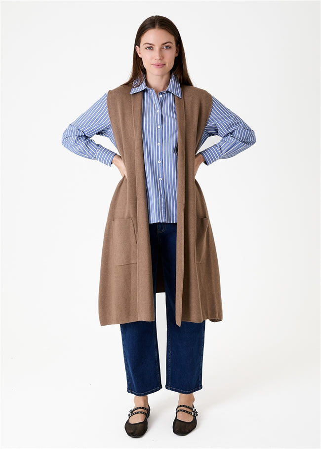 Longline Sleeveless Roll Colour Gilet