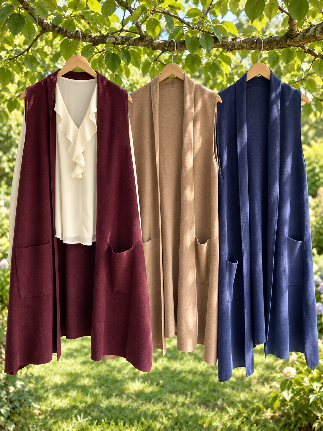 Longline Sleeveless Roll Colour Gilet
