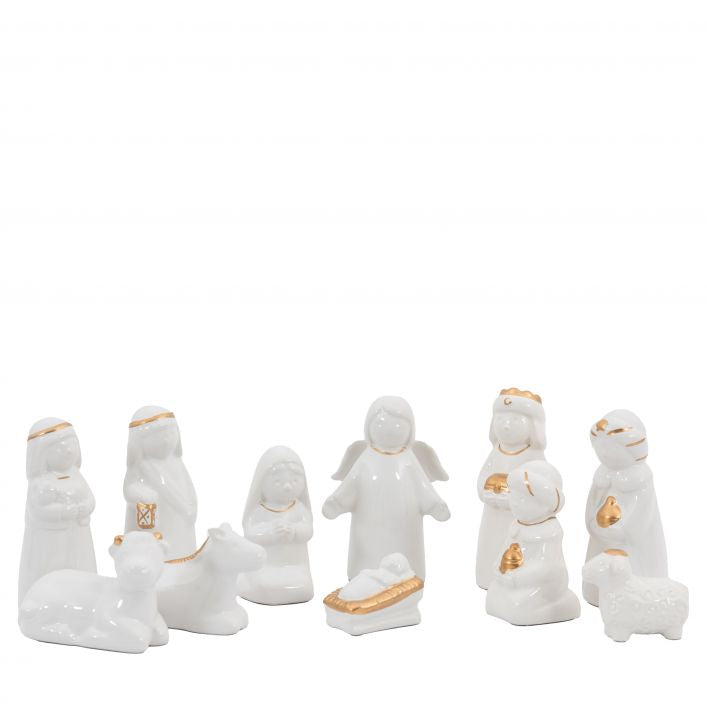 White & Gold Nativity Scene (Set of 11 Figures)