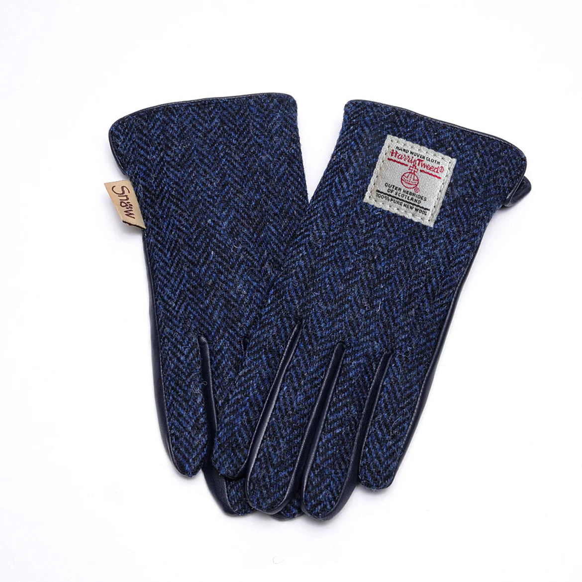 Navy Herringbone Tartan Ladies Gloves