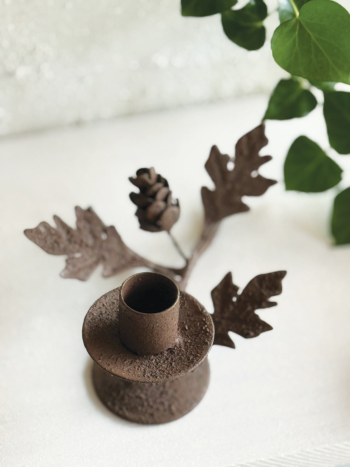 Rust Metal Woodland Candle Stick