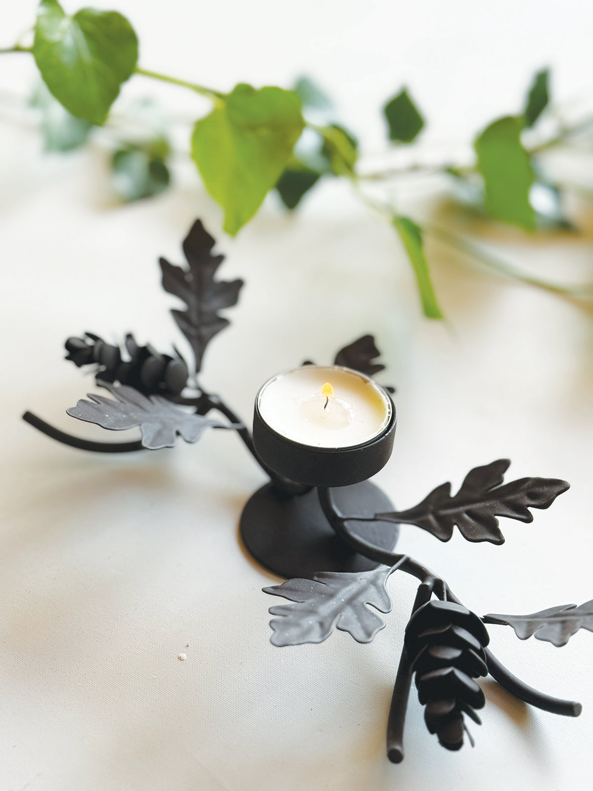 Rust Metal Woodland Tealight Holder