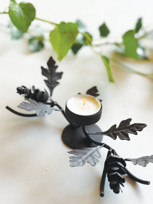 Rust Metal Woodland Tealight Holder
