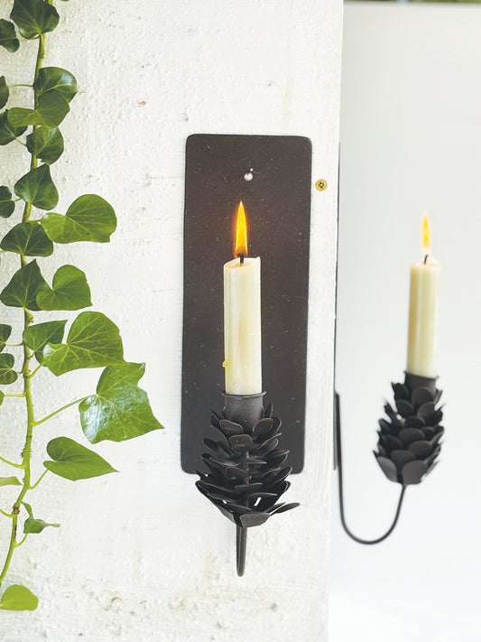 Rust Metal Fir Cone Wall Sconce