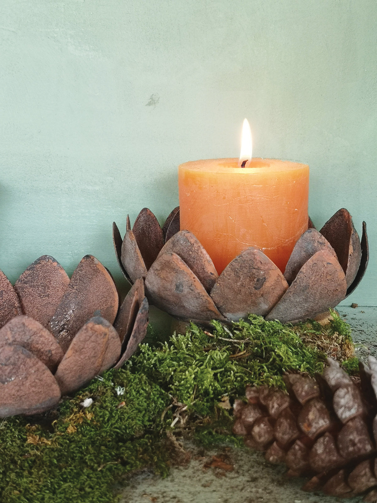 Vintage Metal Lotus Candle Holder