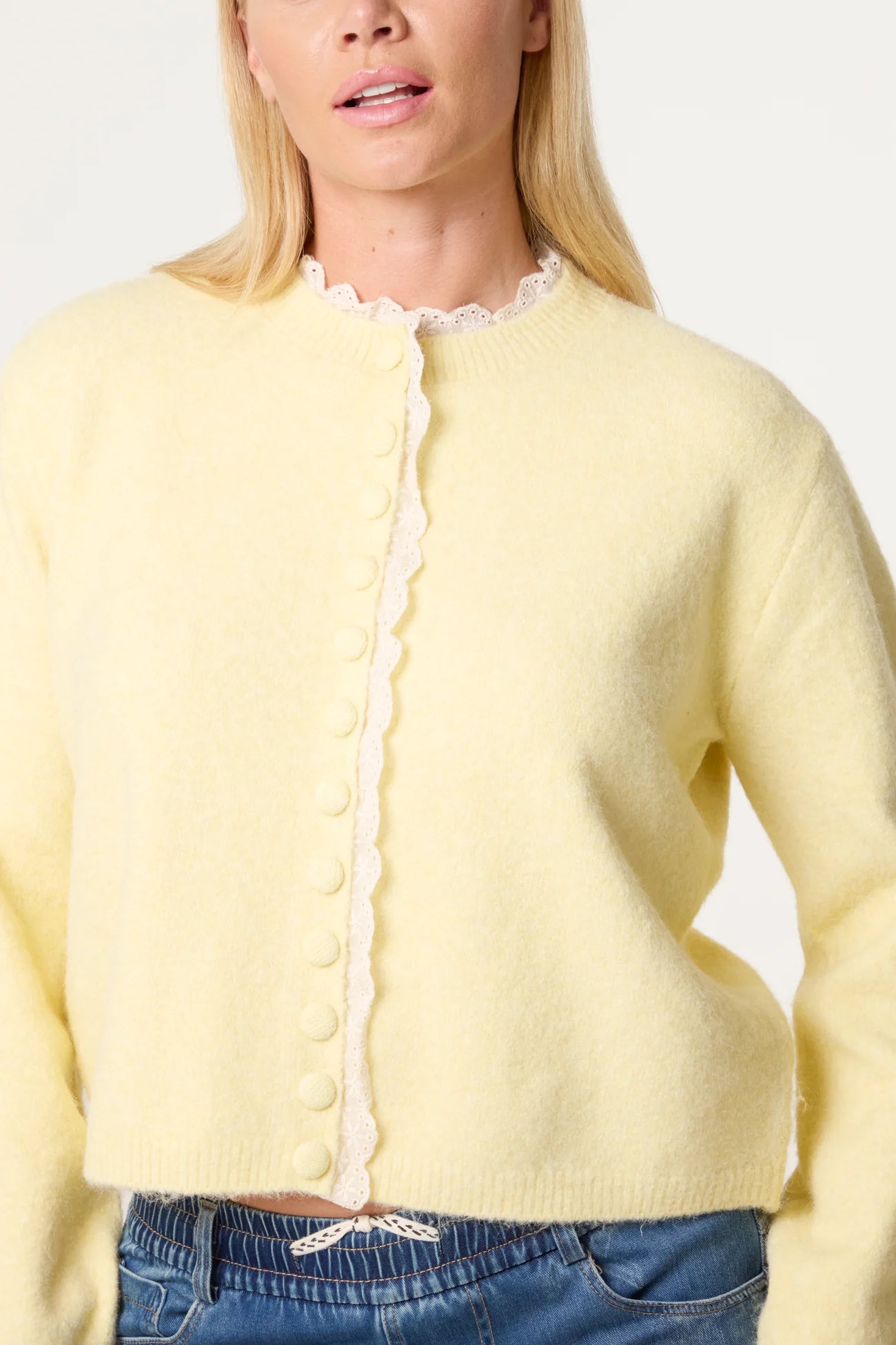 Broderie Anglaise Trimmed Cardigan
