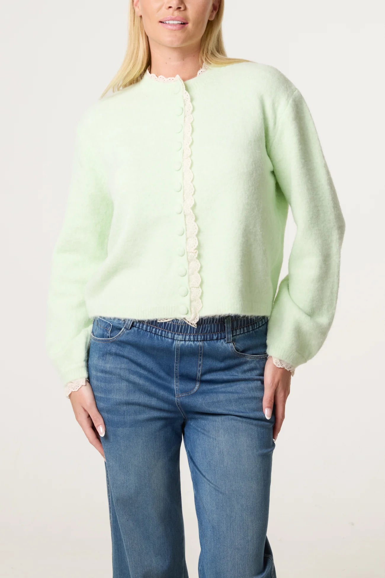 Broderie Anglaise Trimmed Cardigan