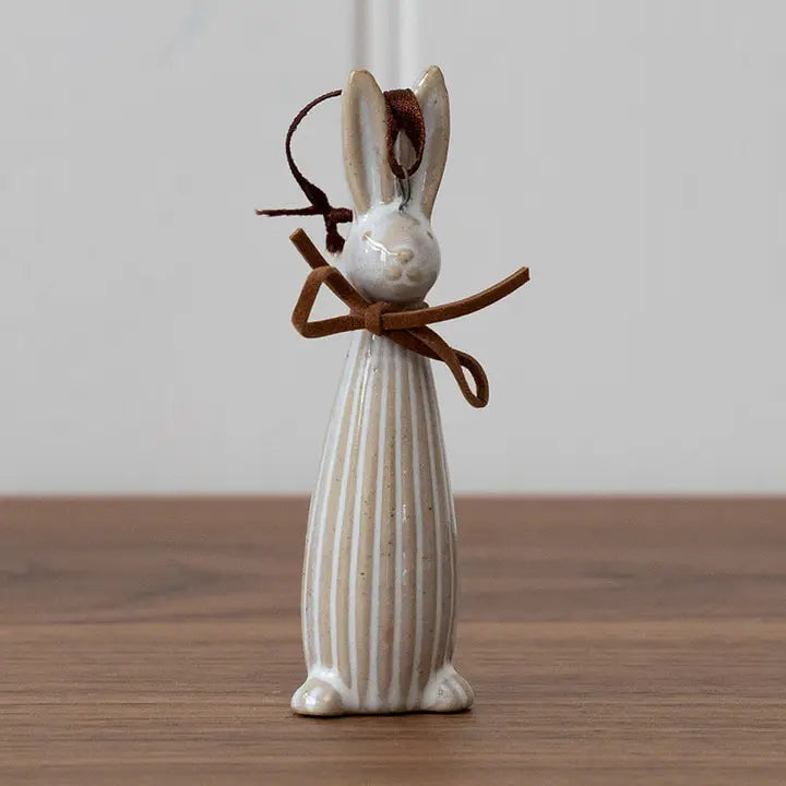 Hanging Ceramic Bunny with Bow