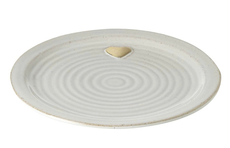 Large Gold Heart Cream Porcelain Plate