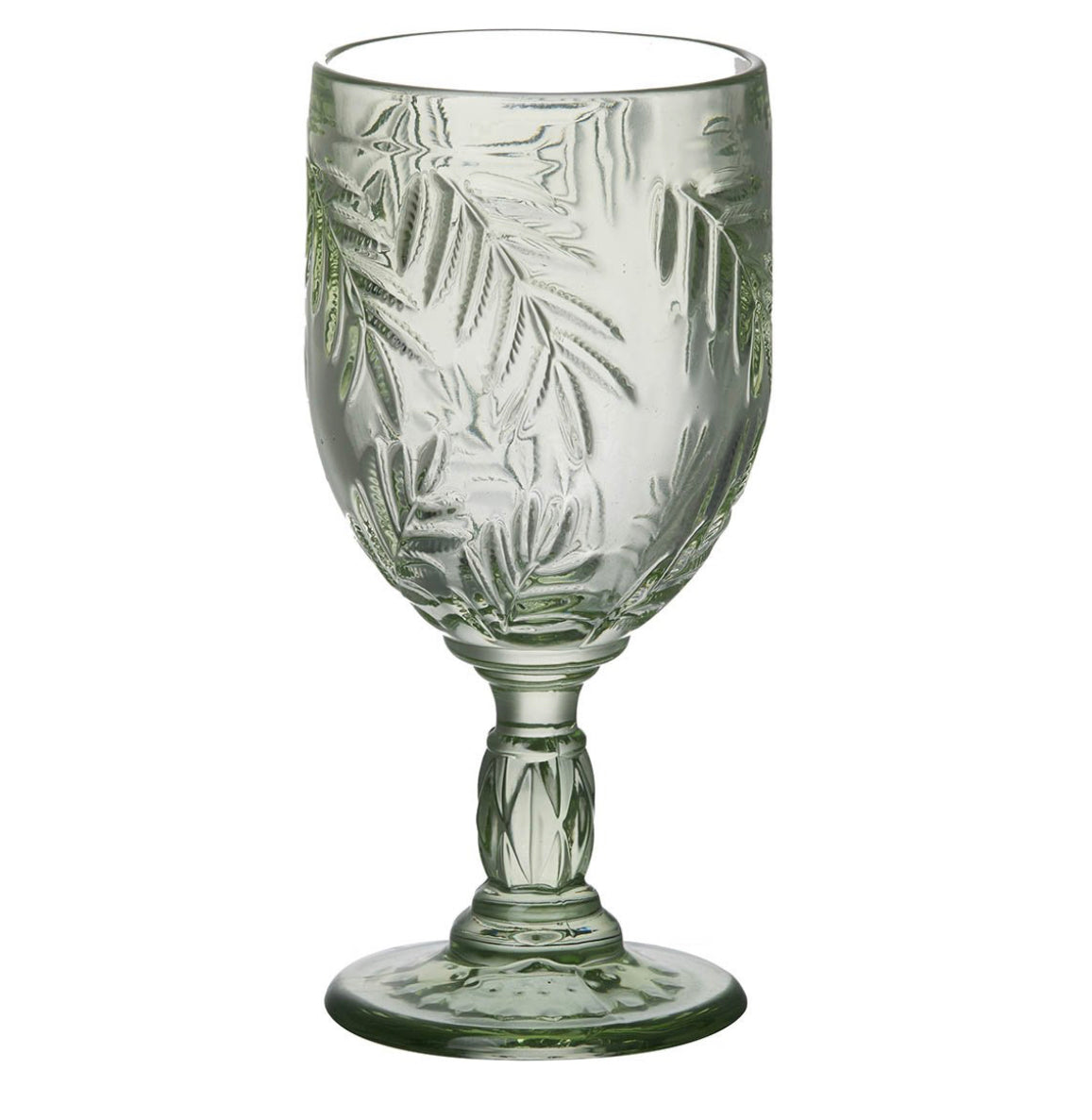 Green Palm Leaf Wine Glass