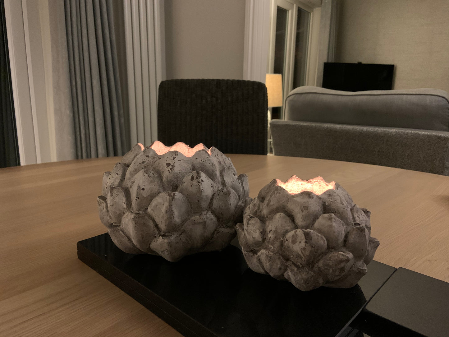 Large Stone Effect Artichoke Tea Light Holder