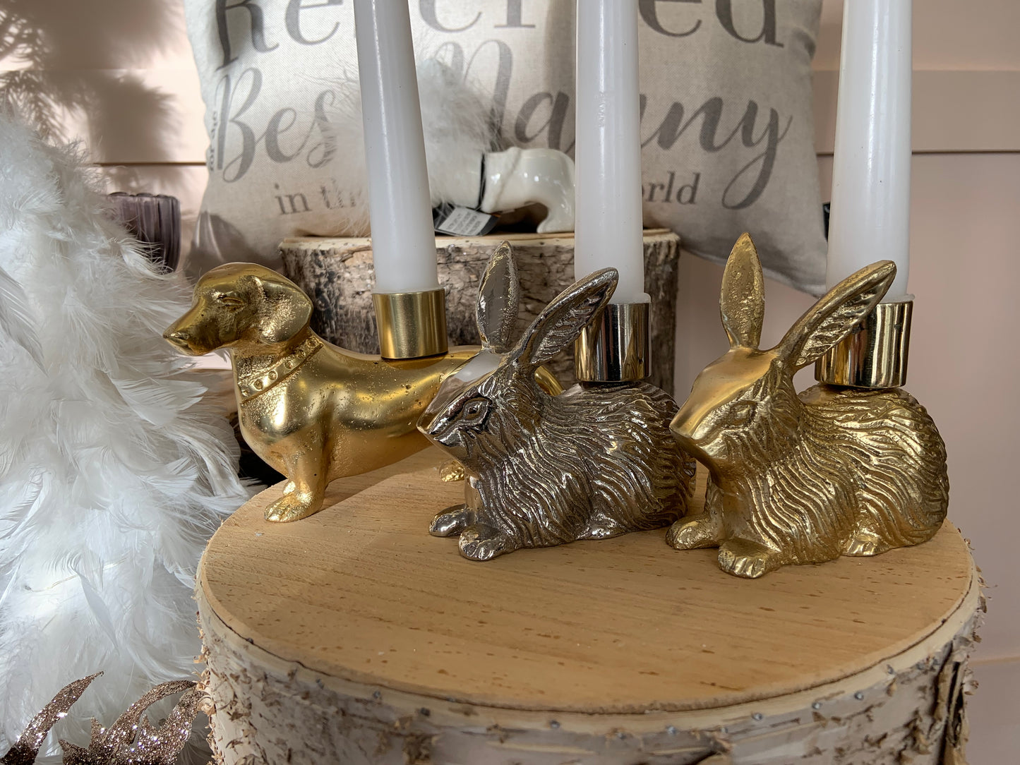 Bunny Rabbit Single Candle Holder - Silver Finish