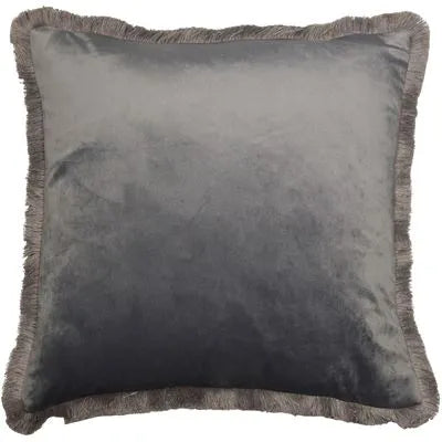 Velvet Fringe Grey Cushion