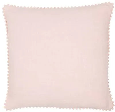 Linen Pink Pom Pom Cushion